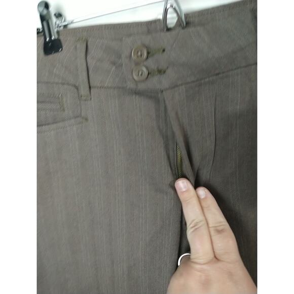 Riders By Lee Woman 14M Trouser Pants Brown Striped Pocket Straight - Picture 7 of 11